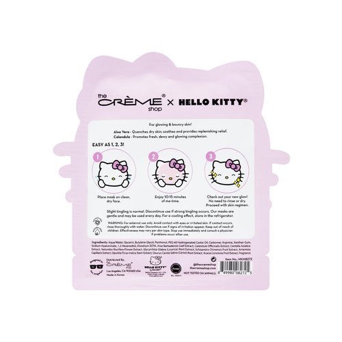 The Crème Shop x Hello Kitty Ready To Glow Sheet Mask Infused with Hydrating Aloe Vera & Radiance-Boosting Calendula For Dewy Soothed Skin Expertly Crafted for Luminous Complexion Set of 6