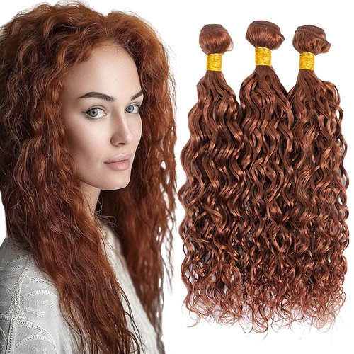 Light Brown Water Wave Bundles Color 30 Human Hair Bundles Brown Water Wave Bundles Double Weft Brazilian Human Hair Extensions Wet and Wavy Bundles Silky Soft for Black Women 16 16 16 inch