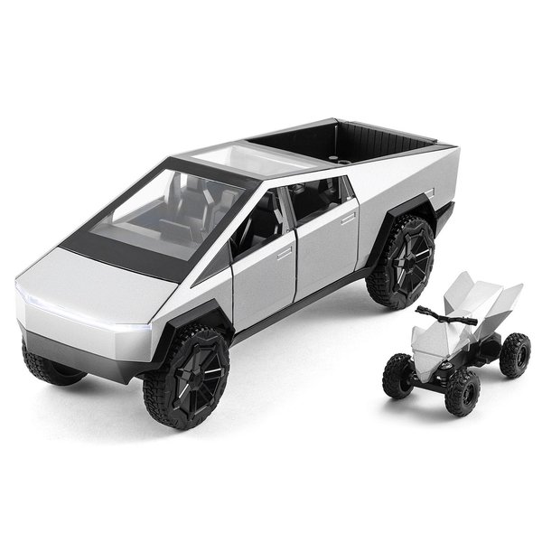 ZXIHYYN 1/32 CyberTruck Toy Metal die-Casting Model car boy Toy Truck for 3 Ages and up with Lights and Sounds