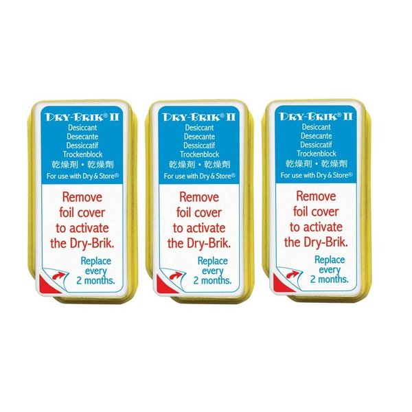 Dry-Brik® II Desiccant Blocks - 3 Blocks (1 Pack of 3 Blocks)| Replacement Moisture Absorbing Block for the Global II and Zephyr by Dry & Store | Hearing Device Dehumidifiers
