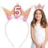 Capiant 5th Birthday Decorations for Women, Birthday Crown Headbands, 5-Year-Old Happy Birthday Decorations Flower Princess Tiara Hair Accessory, Women 5th Birthday Gift Party Decorations Supplies