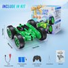 Remote Control Car, RC Cars with Strip Lights and Headlight, 2 Hours Long Battery Life, 4WD Double-Sided 360° Flips Rotating Stunt RC Car Toys, Birthday Gift for Boys Girls (Green)