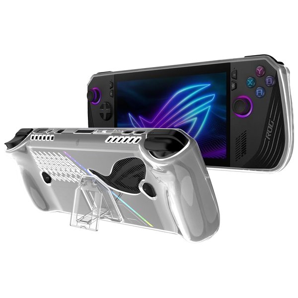 Miimall Protective Case for ROG Ally X 2024 Game Console,Slim Fit for Asus Rog Ally X Cover Case Kickstand, Shockproof Anti-Scratch Ultra Clear Case for ASUS ROG Ally X 2024 Accessories (Clear)