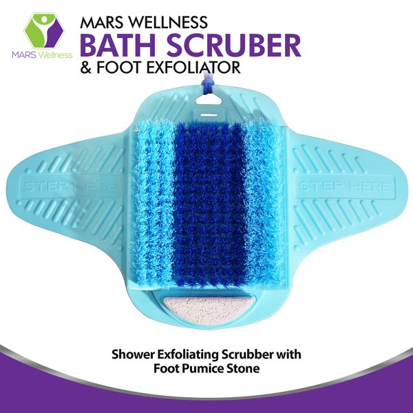 Mars Wellness Bath Scrubber and Foot Exfoliator - Feet Scrubber Dead Skin Remover - Shower Exfoliating Scrubber with Foot Pumice Stone - Shower Foot Massager Scrubber