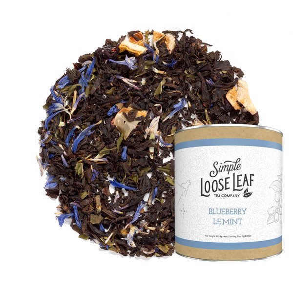 Simple Loose Leaf - Blueberry Le'Mint Tea - Premium Loose Leaf Black Tea - High Caffeine - Smooth and Rich (4 Ounce)