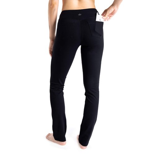 Yogipace,5 Pockets,Women's Straight Leg Yoga Pants Stretch Work Dress Pants Slim Fit,31",Black,Size S