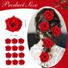 Yilloog 12 Pack Rose Hair Clip Flower 2.8'' Hairpin Floral Brooch Floral Hair Clips Mexican Hair Flowers Hairpin Party Supplies for Women Rose Hair Accessories Wedding Pack(Red)