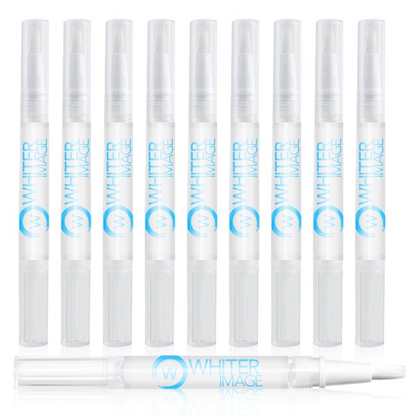 Whiter Image Mini Togo Teeth Whitening Pen 10 Pack, Erases Teeth Stains and Strengthens Enamel, Restorative Serum Gel That Reverses Enamel Damage from Bleaching On The Go for Up to 150 Applications