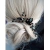 Aimimier Bridal Black Crystal Hair Comb Marquise Back Comb Wedding Headpiece Prom Party Festival Hair Accessories for Women and Girls