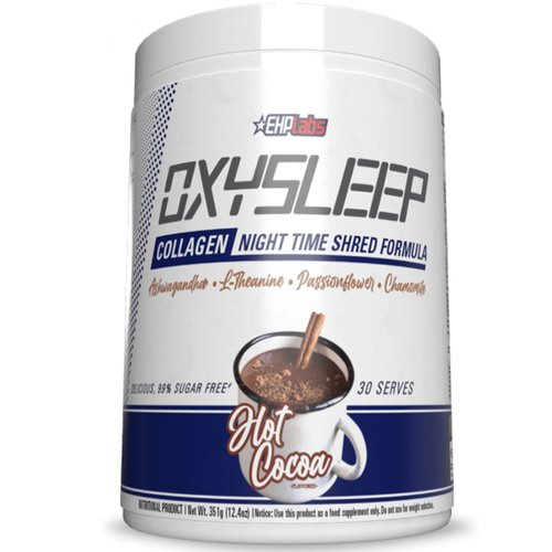 EHP Labs OxySleep Collagen Peptides Powder Night Time Shred - Promotes Deep Sleep & Shredding, Skin, Bones & Muscle Support, Pasture-Raised Bovine Collagen, Type I & III, 30 Servings (Hot Cocoa)