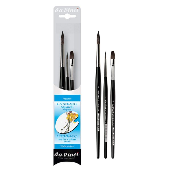 da Vinci Watercolor Series 5386 Casaneo Paint Brush Set, New Wave Synthetics, 3 Brush Set
