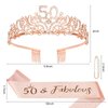 Semato 50th Birthday Decorations - 50th Birthday Sash and 50th Birthday Tiara Kit for Women 50th Birthday Gifts for Her Happy 50th Birthday Party Supplies and Favors