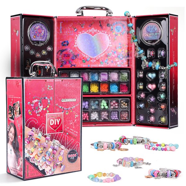 Woiworco Jewelry Making Kits Bracelet Making Kit with Jewelry Box, Beads & Charms for Beading Bracelets & Necklaces Christmas Gifts Birthday Gifts Craft Set NO 955-70 (Square)