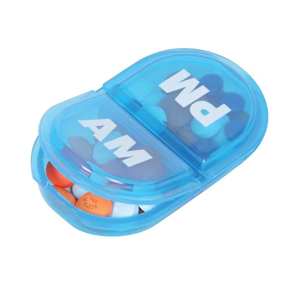 Ezy Dose Daily AM/PM Pocket Pharmacy Travel Pill Organizer, Vitamin and Medicine Box, Snap-Shut Lids, Color May Vary