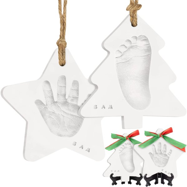 Baby Hand and Footprint Kit - Dog Paw Print Kit, Personalized Baby Footprint Kit, Baby Handprint Ornament Kit, Clay Handprint Ornament Kit for Babies, Baby Shower Gifts for Boys, Girls (Christmas)