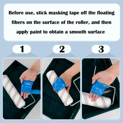 Mister Rui 9 Inch Microfiber Roller Covers 3-Pack, 3/8" Nap Sleeves for Walls & Ceilings, Reusable Paint Rollers for Smooth Finish