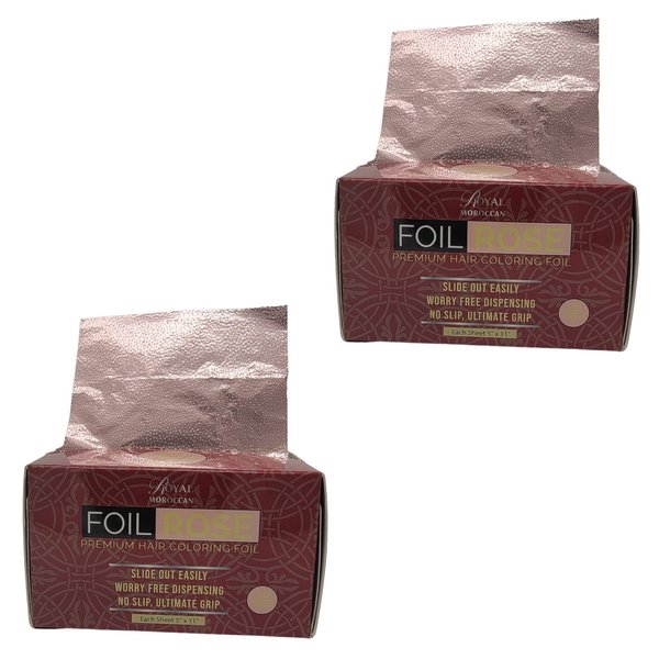 Royal Moroccan Rose Pop Up Hair Color Foil, Highlight Application Foil, 500 Sheet Dispenser, Coloring Aluminum Hair Foil 5”x11” [2 Pack ]