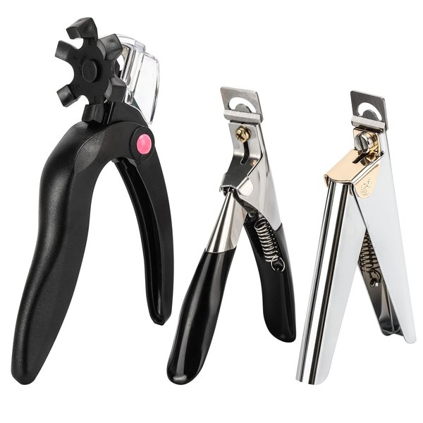 3 Pieces Acrylic Nail Clippers, Adjustable Nail Tip Cutter with Sizer and Catcher, Stainless Steel False Nail Clipper for Acrylic Nails with Length Nail Clippers for Acrylic Nails with Length Measure