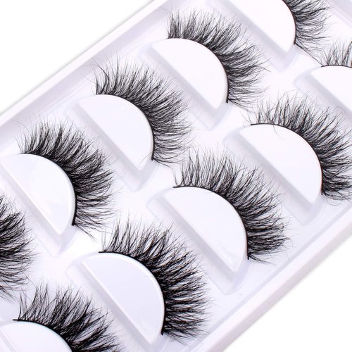3D Mink False Eyelashes Pack Real Siberian Luxurious Messy Corner Thick Fluffy Soft Dramatic Mink Fake Eyelashes Set 5 Pairs/Box A12-5（The New