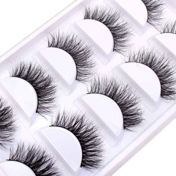 3D Mink False Eyelashes Pack Real Siberian Luxurious Messy Corner Thick Fluffy Soft Dramatic Mink Fake Eyelashes Set 5 Pairs/Box A12-5（The New