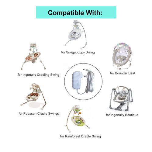 YBSCJHGR 10FT Charger Compatible with Fisher Price, Ingenuity Swing, 6V AC Adapter for Snugapuppy Power Cord Replacement