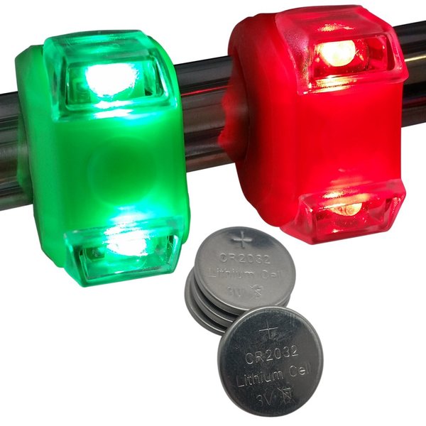 Bright Eyes Portable Marine LED Safety Bow Lights for Kayak Canoe Dinghy or Yacht | Red and Green | Silicone Rubber Battery Powered and Water-Resistant