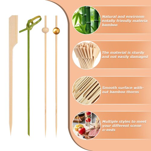 1000PCS Bamboo Cocktail Picks, 4.7 Inch Eco-Friendly Food Picks for Charcuterie Sticks, Gold Ball Party Toothpicks for Drinks, Fruits, Cheese, Appetizers, Wedding, Home Bar Accessories