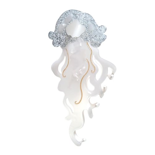 Novelty Ocean Jellyfish Hair Clips,Cellulose Acetate Hair Clips,Big Claw Clips for Girl,Hair Accessories,Silver