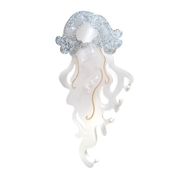 Novelty Ocean Jellyfish Hair Clips,Cellulose Acetate Hair Clips,Big Claw Clips for Girl,Hair Accessories,Silver