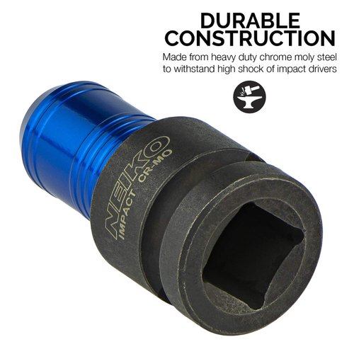 Neiko 30275A Impact Wrench Adapter for Ratchet-Wrench Drivers, 1/2-Inch-Drive Female to 1/4-Inch Hex Converter, Quick-Change Chuck, CrMo Steel