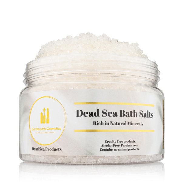 Dead Sea Bath Salt and Feet Soaking by Bold Beautiful Cosmetics Natural Skin Rejuvenation, Cleansing, Muscle Relaxation and Exfoliating Bath Salt Mineral-Rich Formula - 8.8 Oz