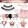 Rose Gold Birthday Decorations for Women Black Rose Gold Balloons Birthday Party Decoration Rosegold Happy Bithday Banner Sash Cake Topper Fringe Curtain Foil Balloon for Girls Birthday Party Supplies