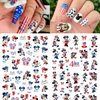 Independence Day Cartoon Nail Art Stickers 3D Self-Adhesive Designer Nail Stickers USA Patriotic Hearts Mouse Nail Design 4th of July Nail Decals for Women DIY Cute Holiday Nail Decoration 6 Sheets