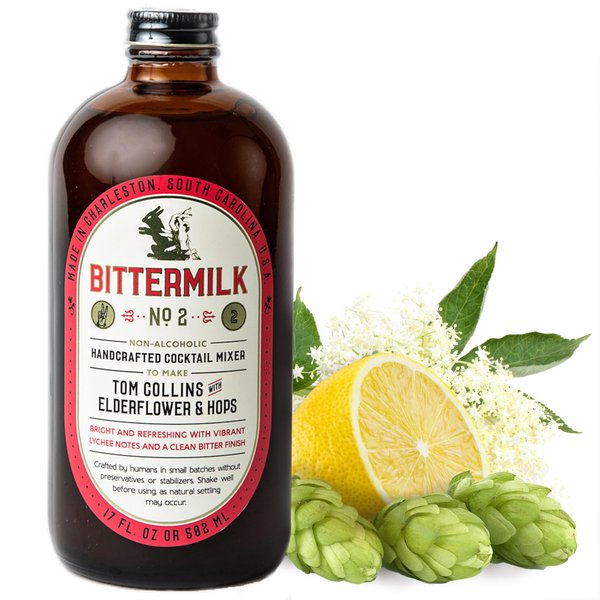 Bittermilk No.2 Tom Collins Mix with Elderflower & Hops – Tom Collins Drink Mixer - All Natural Handcrafted Cocktail Mixer – Just Add Vodka or Gin, Makes 17 Cocktails