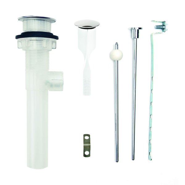 PF WaterWorks PF0324-CH-TR ClogFREE Patented Pop-Up Drain for Bathroom Sink/Lavatory with Never Clog Magnetic Stopper, Transparent Body with Overflow, Tailpiece Dia 1.25 in, Chrome
