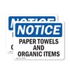 (2 Pack) Paper Towels And Organic Items OSHA Notice Sign 5 Inch X 3.5 Inch Vinyl Label Decal Sticker Weather Resistant, UV Protected for Workplace, Business, and Construction Site, Made in the USA
