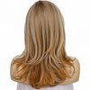 Onedor 18 Inch Kanekalon Futura Synthetic Hair 130% Density Straight Lace Front Side Part Long Wigs (Dark Natural Blonde Blended & Pale Golden Blonde with Dark Roots-OT8/386/624)