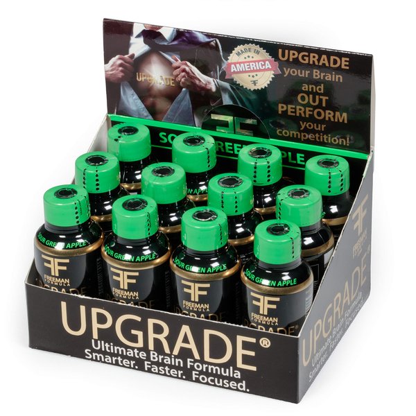 Upgrade Brain Supplement - Enhances Memory, Concentration, Focus & Clarity - Proprietary Blend of AAKG with Beta Alanine, Alpha GPC, Green Tea & Ginkgo Biloba-2 Fl oz (12 Pack)