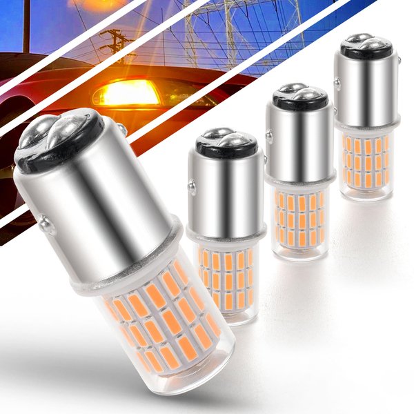 Ziomitus 12 Volt Brake Lights 1157 2057 2357 7528 BAY15D Amber LED Bulbs Replacement for RV Car Camper Trailer Tail Brake Stop Turn Signal Lights, Amber Yellow,DC12-24V,4Pack
