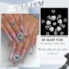 YAEISM 30PCS Star Nail Charms 3D Crystal Heart Nail Charms Alloy Silver Nail Charms Shiny Starlight Nail Gems and Charms Jewelry Rhinestones for Women Nail Art and DIY Crafts Decoration