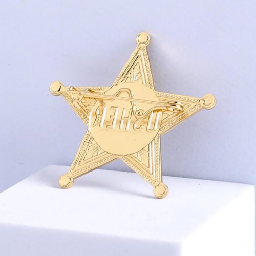 Gold Star Usher Pins for Church | Reusable Gold Metal Usher Badge Locking Pin Back | Engraved Usher Name Tag Pin 2 Inches Diameter