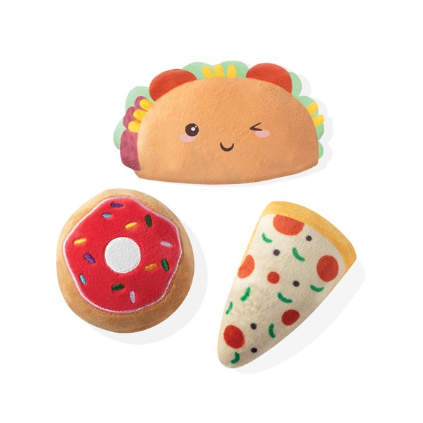FRINGE STUDIO Pet Toy, Small Dog Toy Set, Trendy Food, 3 Pieces (289411)