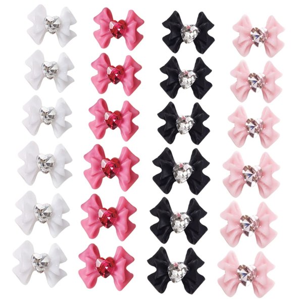 Beavorty 40pcs Bow Nail Decoration Pink Accessories Resin Jewelry Dark Pink Bow Tie 3D Bow Nail Art Ribbon Bowknot Ornament Manicure DIY Charms Nail Art Jewelry Bow Charms Nail Art Supplies