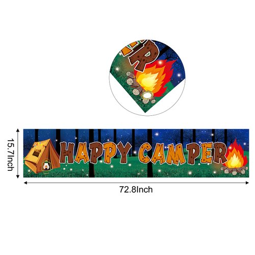 Camping Party Decorations Happy Camper Banner, Camping Theme Birthday Party Supplies for Boy Girl, Camp Adventure Baby Shower Indoor Outdoor Party Decor