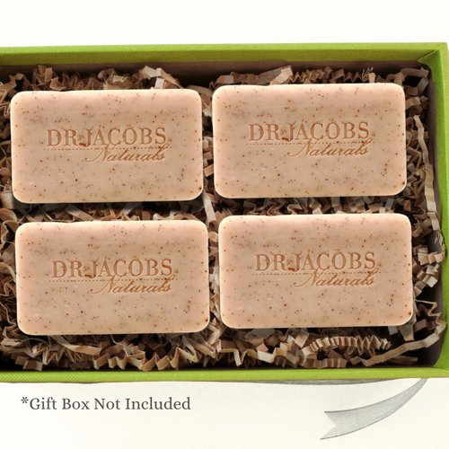 DR.JACOBS NATURALS Castile 5 oz Bar Soap for Face and Body Triple Milled Loofah Exfoliating Vegan (Lucy Rose)(4-pack)