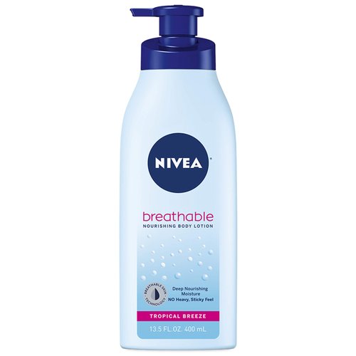 Nivea Breathable Nourishing Body Lotion Tropical Breeze, Body Lotion for Dry Skin, 13.5 Fl Oz Pump Bottle