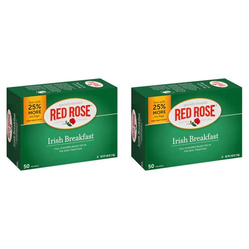 Red Rose Irish Breakfast Black Tea Bags - 100 Total Bags (50 Bags Each Box)