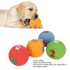 4PCS Dog Squeaky Toys, Soft Puppy Chewing Fetching Latex Dog Toy Interactive Ball Toy with Fun Pattern for Small Medium Pet Random Pattern