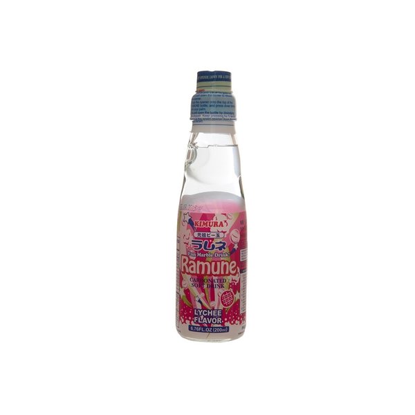 Kimura Ramune Japanese Marble Soft Drink, Lychee, 6.76 Ounce
