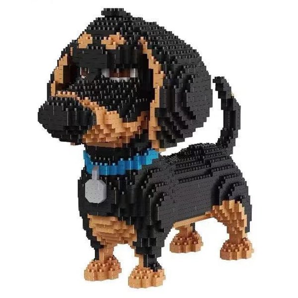 ISeeSee Mini Dog Building Blocks Pet Building Toy Bricks Micro Mini Blocks 3D Puzzle Building Blocks Set Toys Gifts for Kids or Adult (Black Dog 2100PCS)